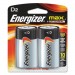 Energizer EVEE95BP2 MAX Alkaline Batteries, D, 2 Batteries/Pack E95BP-2