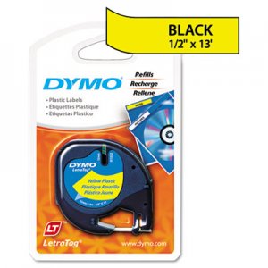 DYMO 91332 LetraTag Plastic Label Tape Cassette, 1/2" x 13ft, Yellow DYM91332