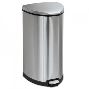 Safco 9687SS Step-On Waste Receptacle, Triangular, Stainless Steel, 10gal, Chrome/Black SAF9687SS