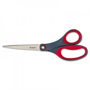 Scotch 1448 Precision Scissors, Pointed, 8" Length, 3-1/8" Cut, Gray/Red MMM1448