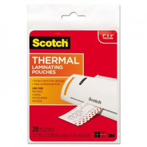 Scotch MMMTP590220 Index Card Size Thermal Laminating Pouches, 5 mil, 5 3/8 x 3 3/4, 20/Pack TP5902
