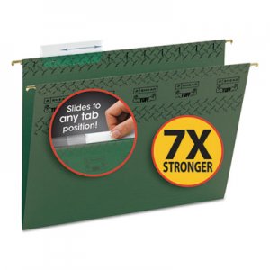 Smead 64036 Tuff Hanging Folder with Easy Slide Tab, Letter, Standard Green, 20/Pack SMD64036