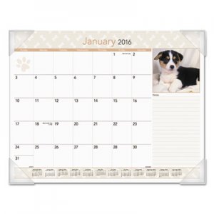 At-A-Glance AAGDMD16632 Puppies Monthly Desk Pad Calendar, 22 x 17, 2016 DMD166-32