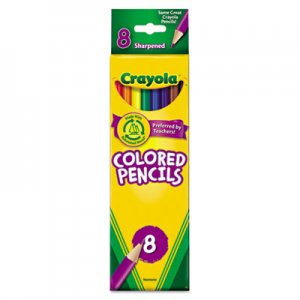 Crayola CYO684008 Colored Woodcase Pencils, 3.3 mm, BLK/BE/BN/GN/OE/RD/VT/YW, 8/Set 68-4008