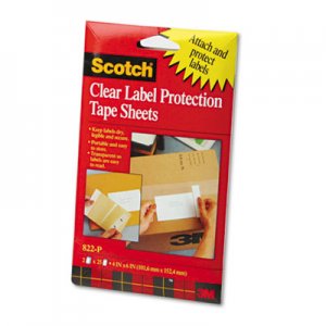 Scotch MMM822P Pad Label Protection Tape Sheets, 4 x 6, Clear, 25/Pad, 2 Pads/Pack 822-P
