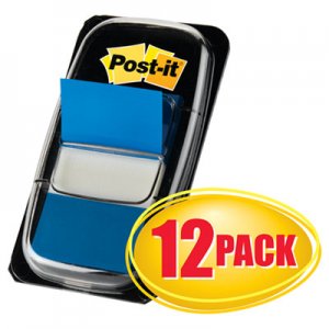 Post-it Flags MMM680BE12 Marking Page Flags in Dispensers, Blue, 12 50-Flag Dispensers/Pack 680-BE12