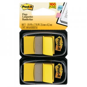 Post-it Flags MMM680YW2 Standard Page Flags in Dispenser, Yellow, 100 Flags/Dispenser 680-YW2