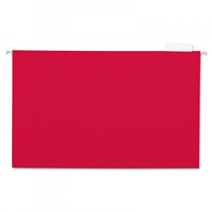 Universal UNV14218 Deluxe Bright Color Hanging File Folders, Legal Size, 1/5-Cut Tab, Red, 25/Box