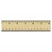 Universal UNV59021 Flat Wood Ruler w/Double Metal Edge, 12", Clear Lacquer Finish