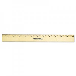 Westcott 05011 Wood Ruler with Single Metal Edge, 12 ACM05011