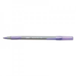 BIC BICGSMG11PE Round Stic Grip Xtra Comfort Ballpoint Pen, Purple Ink, 1.2mm, Medium, Dozen GSMG11-PE