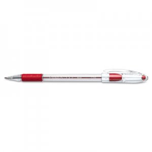 Pentel PENBK90B R.S.V.P. Stick Ballpoint Pen, .7mm, Trans Barrel, Red Ink, Dozen BK90-B