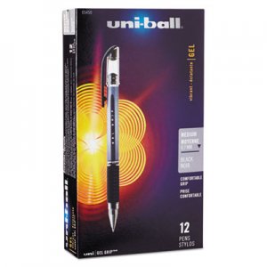 Uni-Ball 65450 Signo Gel GRIP Roller Ball Stick Gel Pen, Black Ink, Medium, Dozen SAN65450