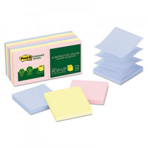 Post-it Notes MMMR330RP12AP Recycled Pop-Up Notes Refill, 3 x 3, Helsinki, 100 Sheets/Pad, 12 Pads/PK R330RP