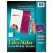 Avery 75500 Index Maker Print & Apply Clear Label Dividers w/Clear Pockets, 5-Tab, Letter AVE75500