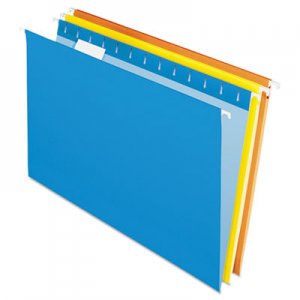 Pendaflex 81632 Essentials Colored Hanging Folders, 1/5 Tab, Legal, Assorted Colors, 25/Box PFX81632