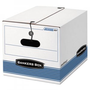 Bankers Box 00025 STOR/FILE Extra Strength Storage Box, Letter/Legal, White/Blue, 12/Carton FEL00025
