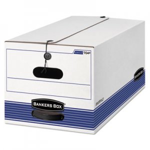 Bankers Box 00704 STOR/FILE Storage Box, Letter, Button Tie, White/Blue, 12/Carton FEL00704