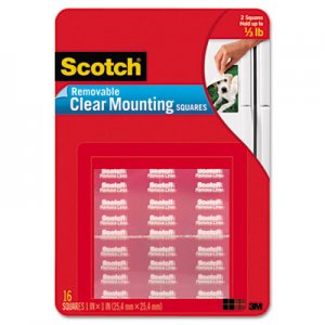 Scotch 859 Mounting Squares, Precut, Removable, 11/16" x 11/16", Clear, 35/Pack MMM859