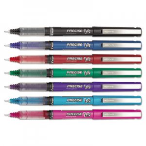Pilot 26015 Precise V5 Roller Ball Stick Pen, Precision Point, Assorted Ink, .5mm, 7/Pack PIL26015