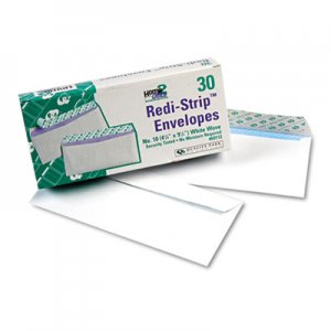 Quality Park 69112 Redi-Strip Security Tinted Envelope, Contemporary, #10, White, 30/Box QUA69112