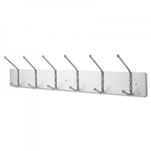 Safco 4162 Metal Wall Rack, Six Ball-Tipped Double-Hooks, 36w x 3-3/4d x 7h, Chrome SAF4162