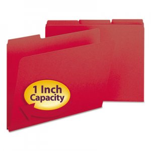 Smead 21538 Recycled Folders, One Inch Expansion, 1/3 Top Tab, Letter, Bright Red, 25/Box SMD21538