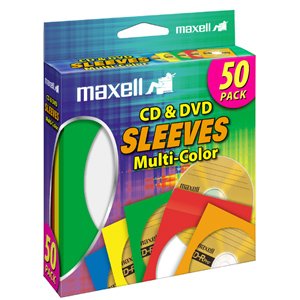 Maxell 190134 Multi-Color CD & DVD Sleeve MAX190134