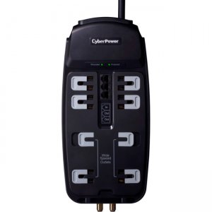 CyberPower CSHT808TC Home Theater 8-Outlets Surge Suppressor 8FT Cord and AV protection