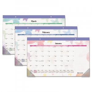 At-A-Glance AAGSK91705 Watercolors Recycled Monthly Desk Pad Calendar, 17 3/4 x 10 7/8, 2015 SK91-705