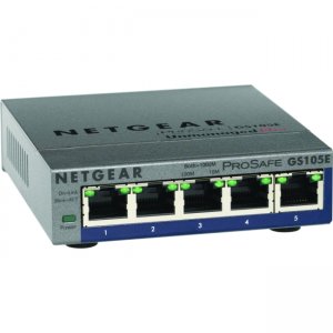 Netgear GS105E-200NAS ProSafe Plus Switch, 5-Port Gigabit Ethernet GS105E