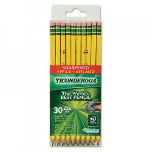 Ticonderoga DIX13830 Pre-Sharpened Pencil, HB (#2), Black Lead, Yellow Barrel, 30/Pack