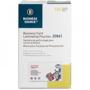 Business Source 20861 Business Card Laminating Pouch BSN20861