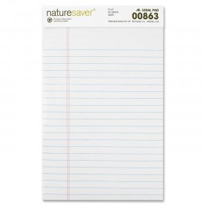 Nature Saver 00863 100% Recy. White Jr. Rule Legal Pads NAT00863