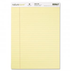 Nature Saver 00867 100% Recycled Canary Legal Ruled Pads NAT00867