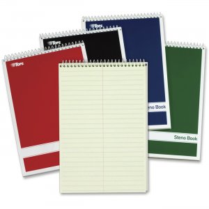 TOPS 80221 Steno Book, Gregg Rule, Greentint, Assorted Covers, 80 Sheet/Book, 4 Book/Pack TOP80221