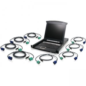 Iogear GCL1808KITUTAA 8-Port LCD Combo KVM Switch with USB KVM Cables (TAA Compliant)