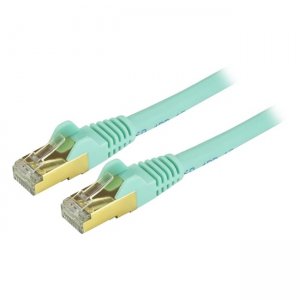 StarTech.com C6ASPAT6INAQ Cat6a Ethernet Patch Cable - Shielded (STP) - 6 in., Aqua