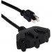 QVS PP-ADPT3-10 10ft Three Angle Outlet 3-Prong Power Extension Cord