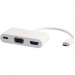 C2G 26885 USB C to HDMI and VGA Adapter Converter with Power Delivery - White