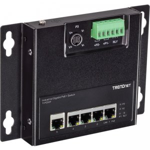TRENDnet TI-PG50F 5-Port Industrial Gigabit PoE+ Wall-Mounted Front Access Switch