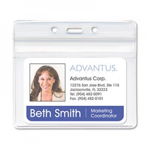 Advantus 75523 Resealable ID Badge Holder, Horizontal, 3 3/4 x 2 5/8, Clear, 50/Pack AVT75523