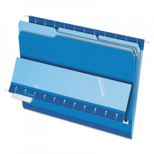 Pendaflex 421013BLU Interior File Folders, 1/3 Cut Top Tab, Letter, Blue 100/Box PFX421013BLU
