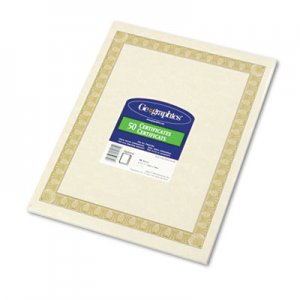 Geographics 21015 Parchment Paper Certificates, 8-1/2 x 11, Natural Diplomat Border, 50/Pack GEO21015