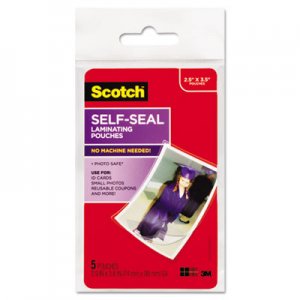 Scotch PL903G Self-Sealing Laminating Pouches, Glossy, 2 13/16 x 3 3/4, Wallet Size, 5/Pack MMMPL903G