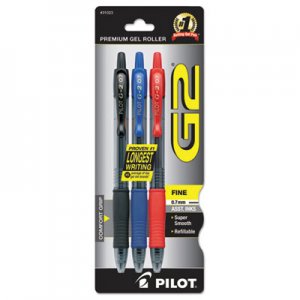 Pilot PIL31023 G2 Premium Retractable Gel Pen, 0.7 mm, Assorted Ink, Smoke Barrel, 3/Pack