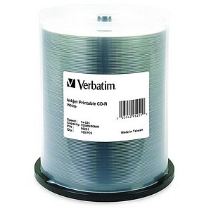Verbatim 95251 CD-R 80MIN 700MB 52x White Inkjet Printable 100pk Spindle