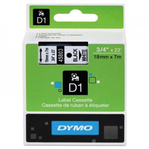 DYMO 45803 D1 High-Performance Polyester Removable Label Tape, 3/4" x 23 ft, Black on White DYM45803