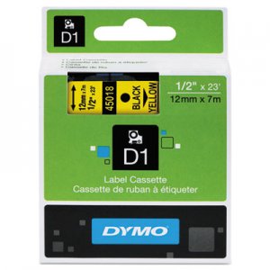 DYMO 45018 D1 High-Performance Polyester Removable Label Tape, 1/2" x 23 ft, Yellow DYM45018