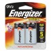 Energizer EVE522BP2 MAX Alkaline Batteries, 9V, 2 Batteries/Pack 522BP-2